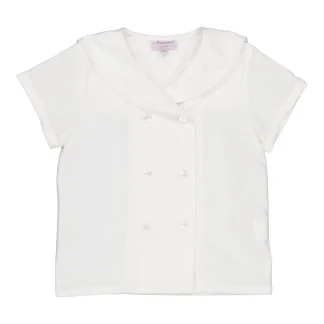 Ambroise, chemise garçon, en piqué de coton blanc TPQ02 - Piqué de coton blanc