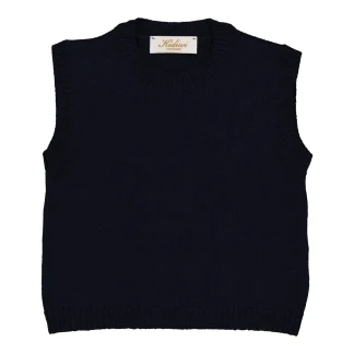 Morgan, pull sans manches 100% laine en Bleu marine