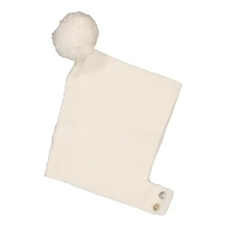 Pio, bonnet pour bébé avec pompon 100% laine, en Latte